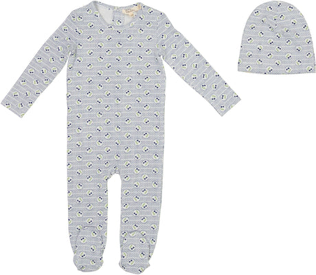 Lola Baby Boys Girls Cherry Print Cotton Footie & Beanie Set - SB6CP7318