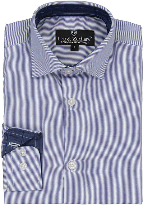 Leo & Zachary Boys Classic Stripe Long Sleeve Dress Shirt - 5944