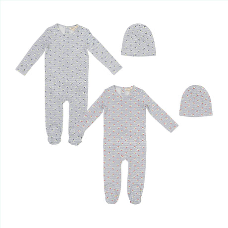 Lola Baby Boys Girls Cherry Print Cotton Footie & Beanie Set - SB6CP7318