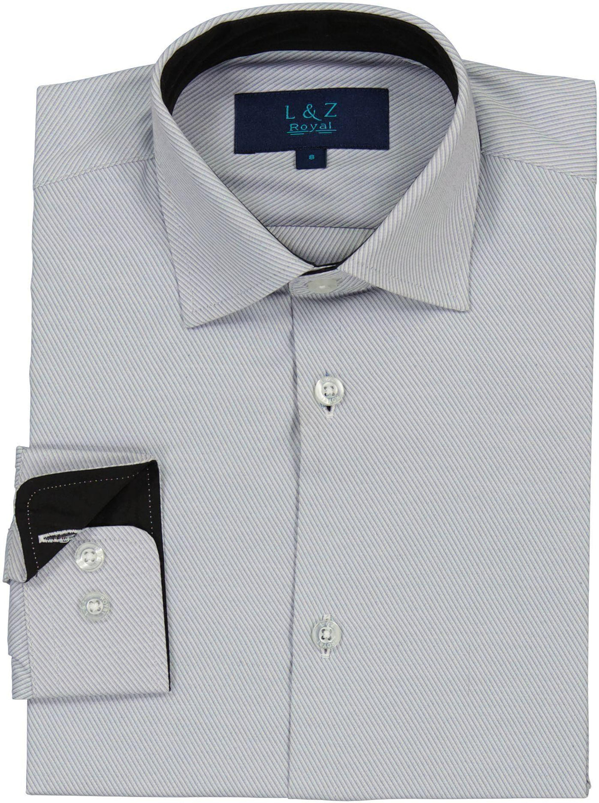 L & Z Royal Boys Weaved Window Long Sleeve Dress Shirt - 50052