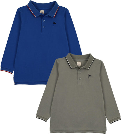 Analogie by Lil Legs Outerfield Collection Boys Long Sleeve Polo Shirt - OBLSP