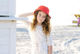 Analogie by Lil Legs Graphic Denim Collection Girls Cherry Floral 3/4 Sleeve T-shirt Tee - GDCFTQ