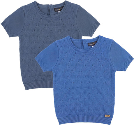 Charlotte & George Boys Diamond Pattern Short Sleeve Sweater - SB6CP7321