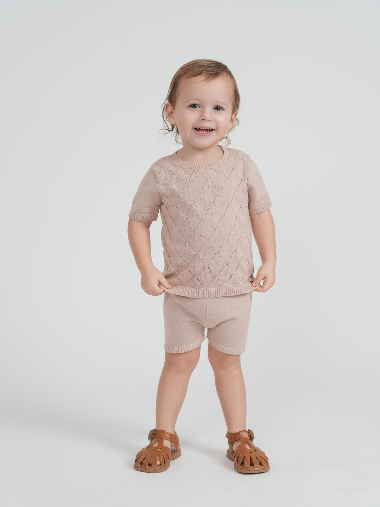 Charlotte & George Baby Boys Girls Diamond Pattern Knit Outfit - SB6CP7321E