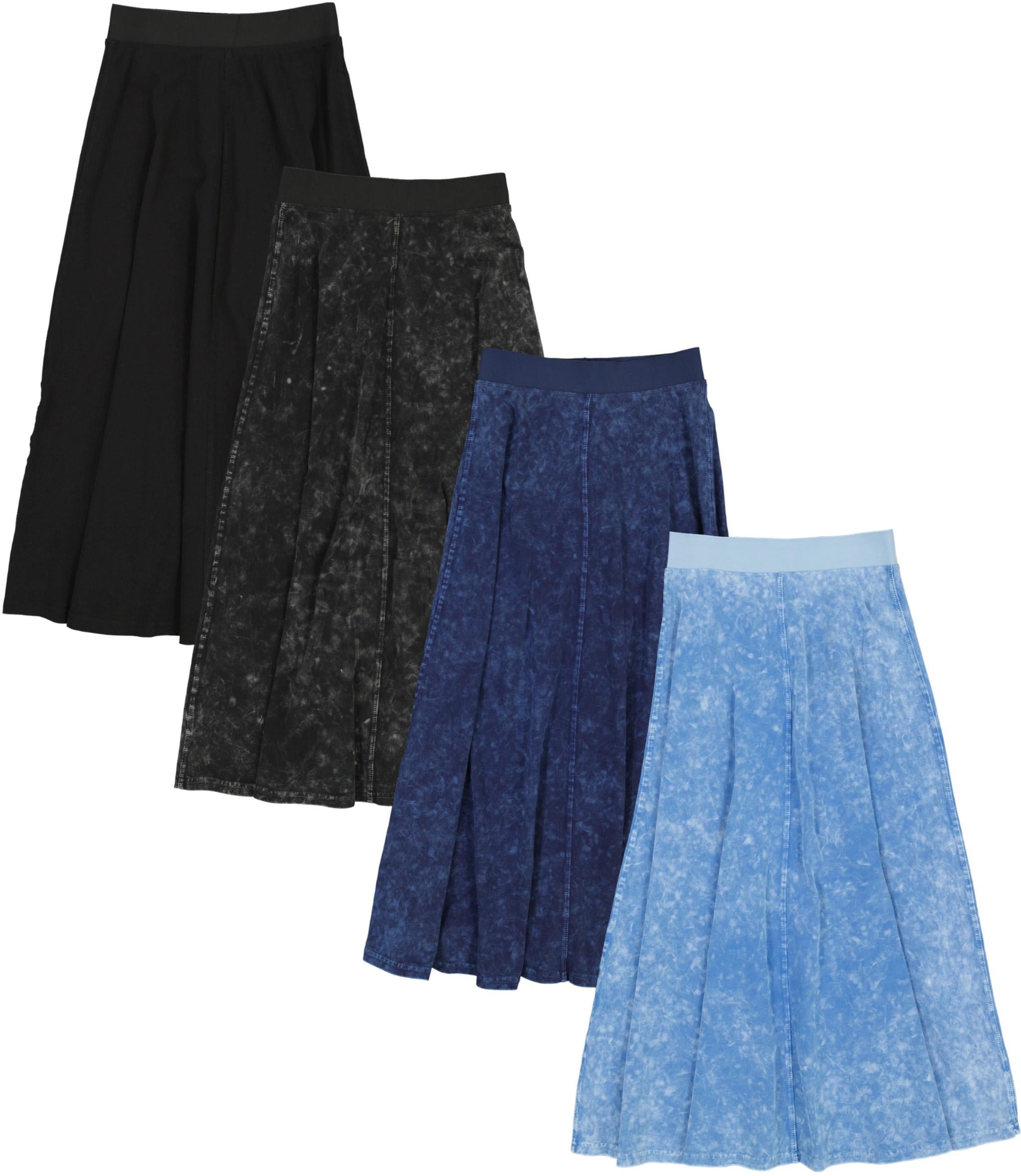 Vibe Girls Teens Mineral Wash Elastic Waist A-line Maxi Skirt - C