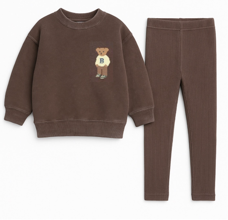 Analogie by Lil Legs Collection Lil People Baby Boys Embroidered Bear Sweatshirt Outfit - AF26TS122