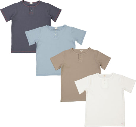 Lil Legs Solid Collection Boys Boxy Short Sleeve Henley T-shirt