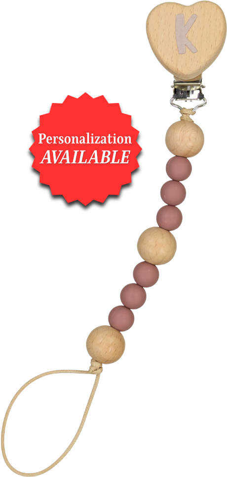 ShirtStop Silicone Beads Pacifier Clip - Wooden Star
