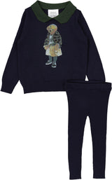 Creative Genius Baby Girls Bear Knit Outfit - C-30097