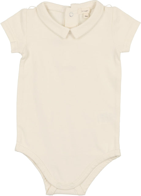 Lil Legs Knit Basic Collection Boys Shabbos Layering Collar Short Sleeve Bodysuit Onesie - COLO