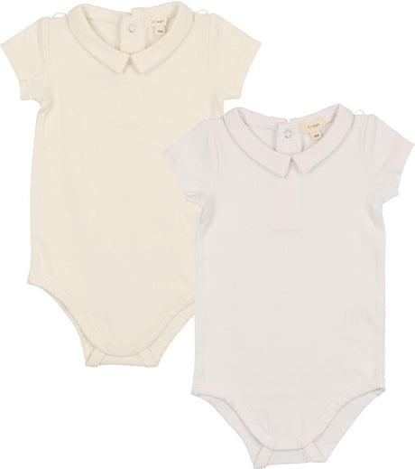 Lil Legs Knit Basic Collection Boys Shabbos Layering Collar Short Sleeve Bodysuit Onesie - COLO