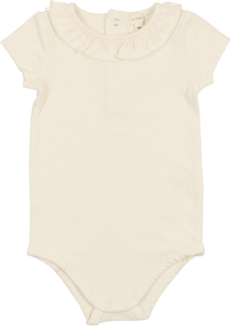 Lil Legs Knit Basic Collection Girls Shabbos Layering Ruffle Short Sleeve Bodysuit Onesie - COLO
