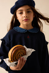 Analogie by Lil Legs Sweet Campaign Collection Girls Denim Collar Ruffle Sweatshirt - AF26S534