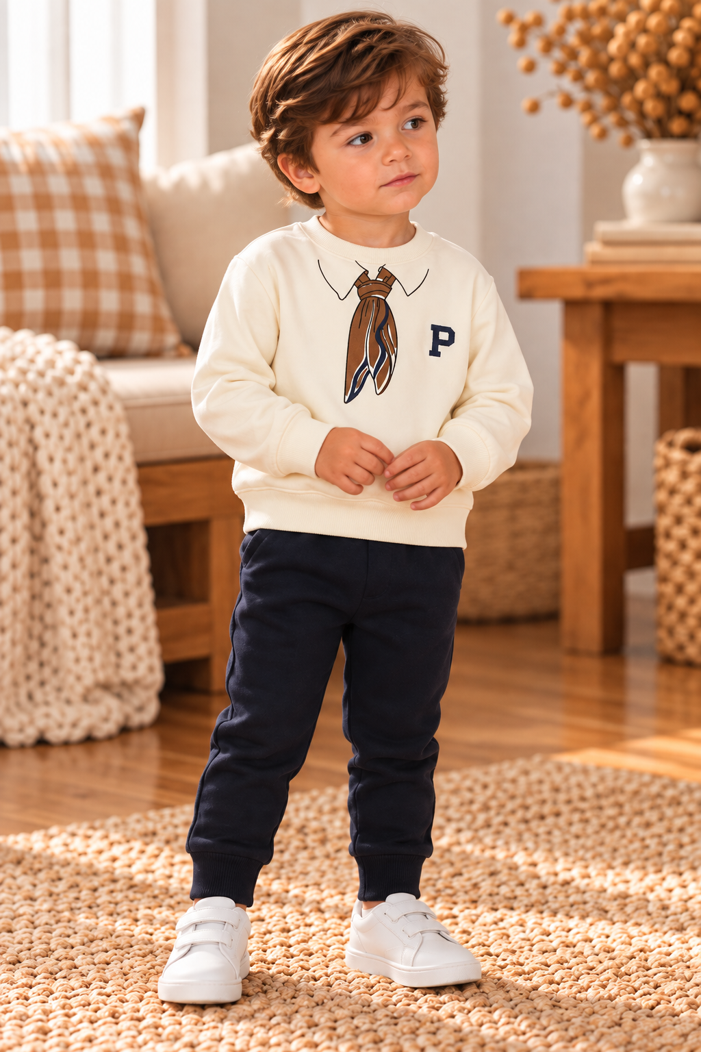 Phil and Phoebe Boys Girls Printed Tie Sweatshirt - C-30116