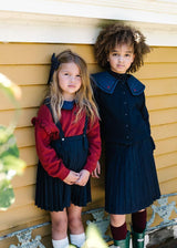 Analogie by Lil Legs Sweet Campaign Collection Girls Denim Collar Ruffle Sweatshirt - AF26S534