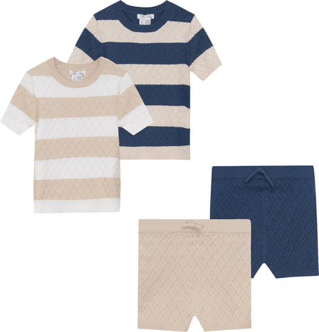 Elle & Boo Baby Boys Honeycomb Knit Outfit - SB5CP7142EB