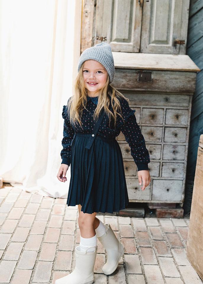 Analogie by Lil Legs Sweet Campaign Collection Girls Denim Collar Ruffle Sweatshirt - AF26S534