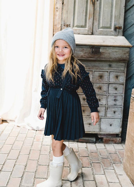 Analogie by Lil Legs Sweet Campaign Collection Girls Denim Collar Ruffle Sweatshirt - AF26S534
