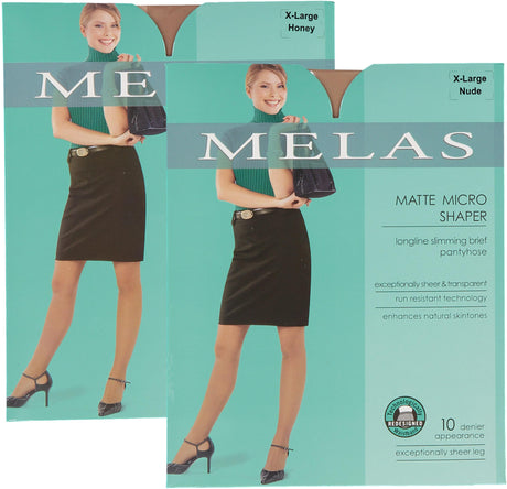 Melas Womens Matte Mirco Shaper Control Top 10 Denier Pantyhose - AS-619