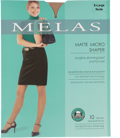 Melas Womens Matte Mirco Shaper Control Top 10 Denier Pantyhose - AS-619