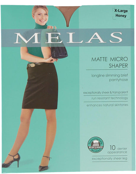 Melas Womens Matte Mirco Shaper Control Top 10 Denier Pantyhose - AS-619