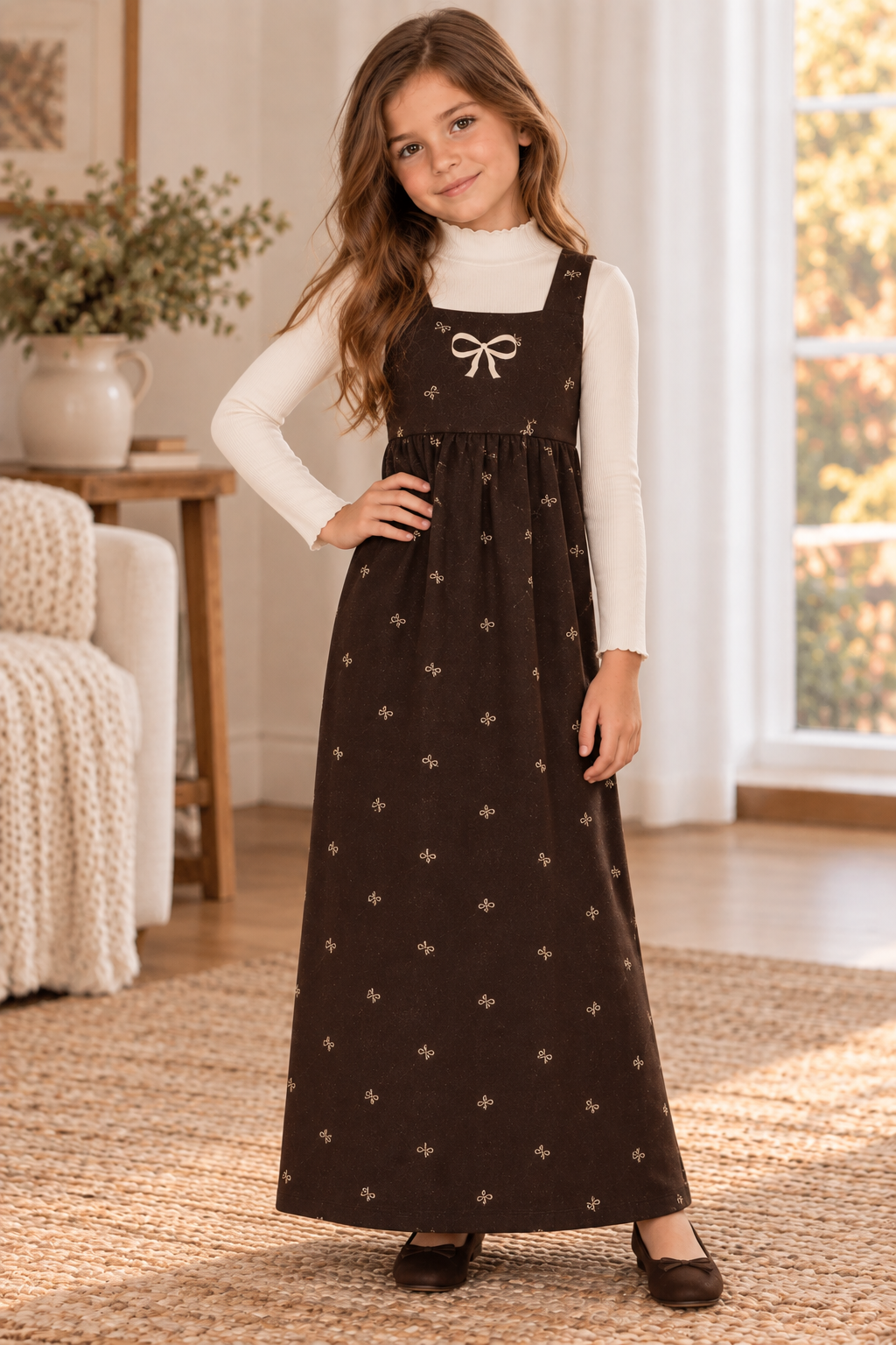 Cheribelle Girls Bow Maxi Jumper - 13831maw