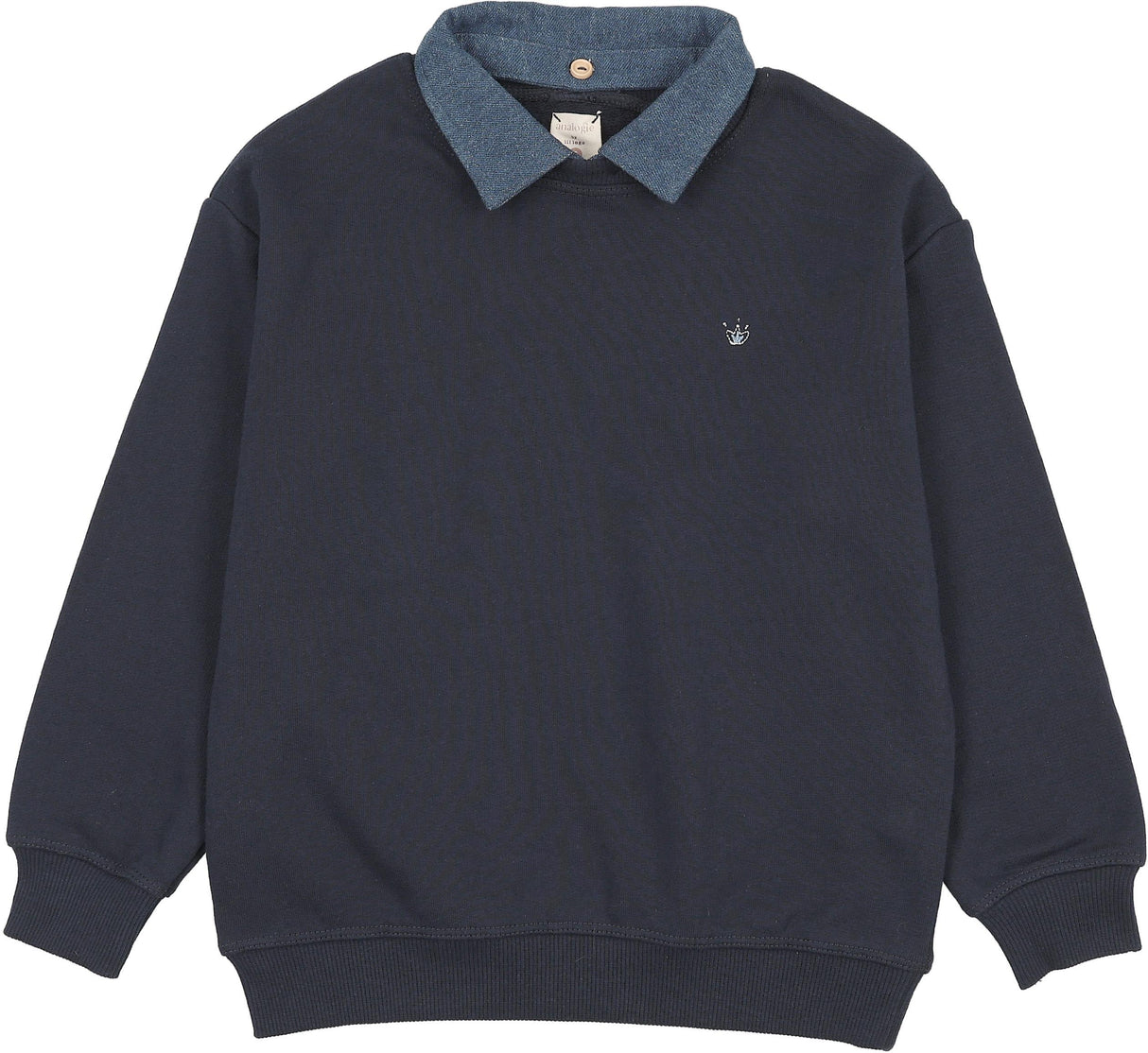 Analogie by Lil Legs Sweet Campaign Collection Boys Denim Removable Collar Sweatshirt - AF26S519