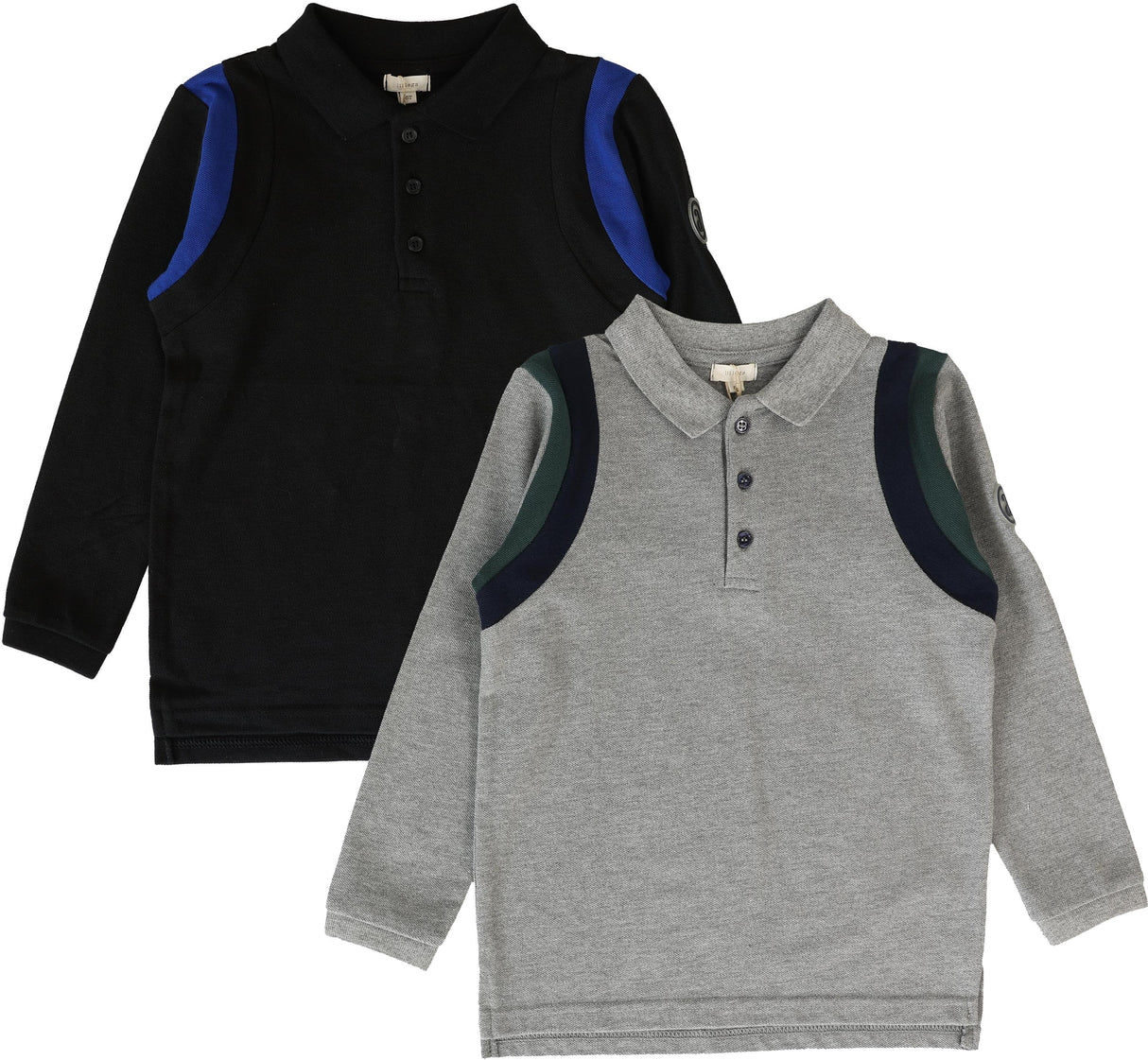 Lil Legs Wardrobe Staple Collection Boys Striped Accent Long Sleeve Polo Shirt - SAP