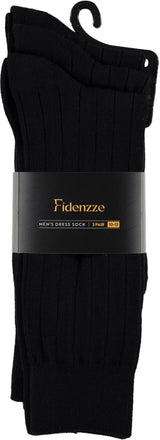 Fidenzze Mens Wide Ribbed Dress Socks 3 Pack - 8082