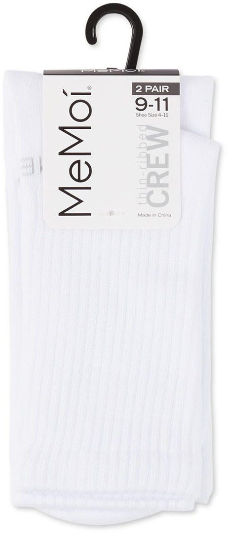 Memoi Womens Thin Ribbed Crew Socks 2 Pack - MO-612