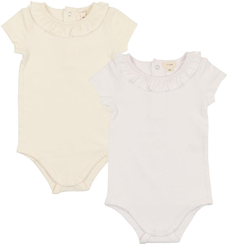 Lil Legs Knit Basic Collection Girls Shabbos Layering Ruffle Short Sleeve Bodysuit Onesie - COLO