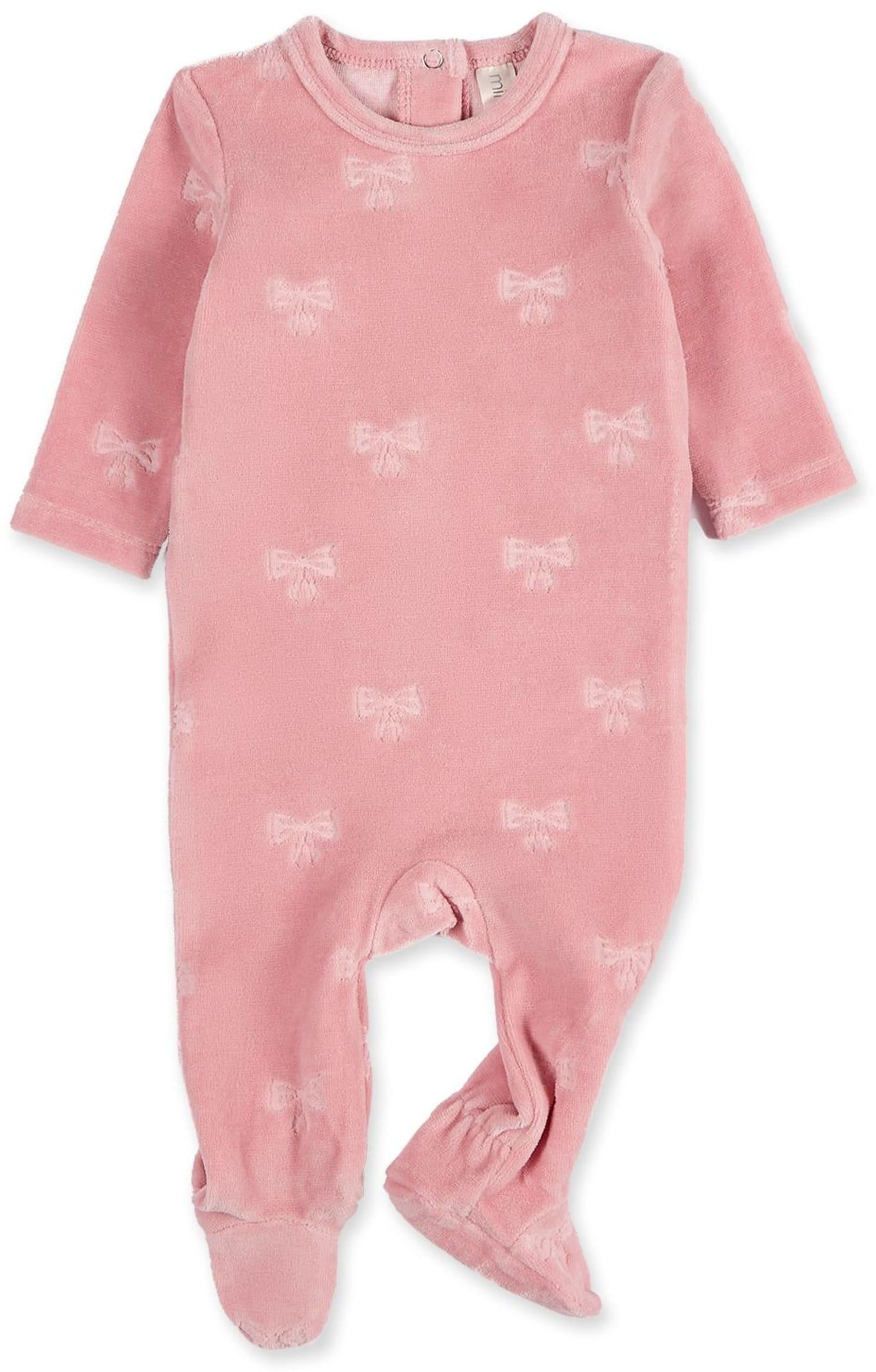 ◆ miinori MiniMoi by Memoi Baby Boys Embossed Stars Velour Stretchie