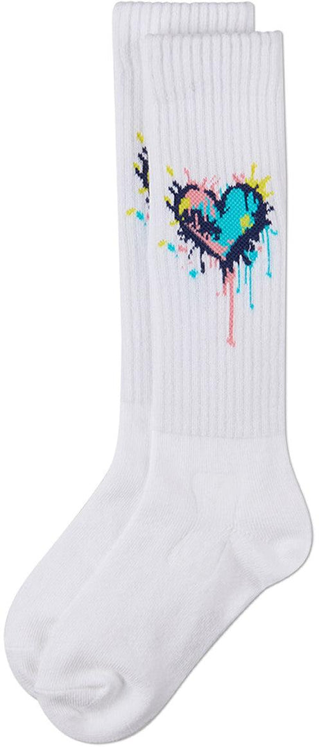 Memoi Girls Splatter Colorful Heart Knee Socks - MKF-7231