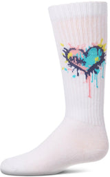 Memoi Girls Splatter Colorful Heart Knee Socks - MKF-7231