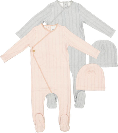 Bee & Dee Baby Boys Girls Cable Stitch Wrap Stretchie & Beanie Set - JCSW