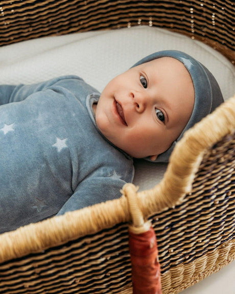 MiniMoi by Memoi Baby Boys Embossed Stars Velour Footie, Beanie, Blanket Set - INA09616