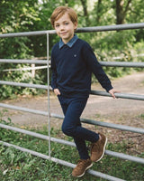 Analogie by Lil Legs Sweet Campaign Collection Boys Denim Removable Collar Sweatshirt - AF26S519