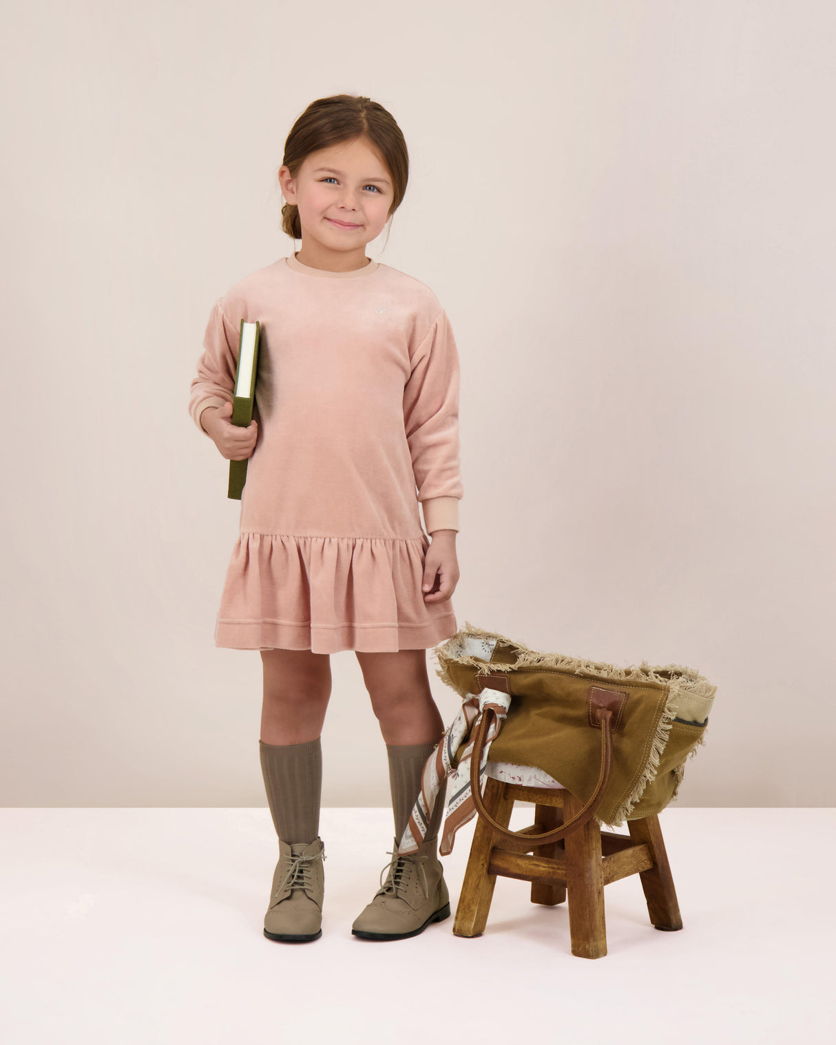 Analogie by Lil Legs Velour Collection Girls Rhinestone Dress - RVD