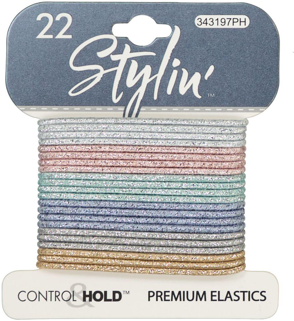 Stylin' 2MM Thin Metallic Ponytail Elastics 22 Pack - 343197