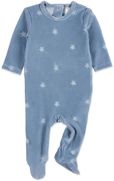 MiniMoi by Memoi Baby Boys Embossed Stars Velour Stretchie - IAA09611