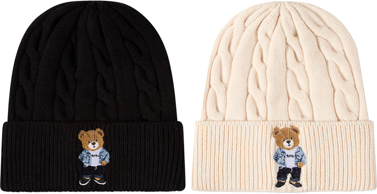 Memoi Boys Girls Cool Teddy Knit Cuffed Beanie Hat - MKA-120
