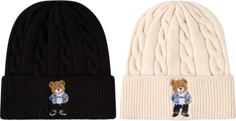 Memoi Boys Girls Cool Teddy Knit Cuffed Beanie Hat - MKA-120