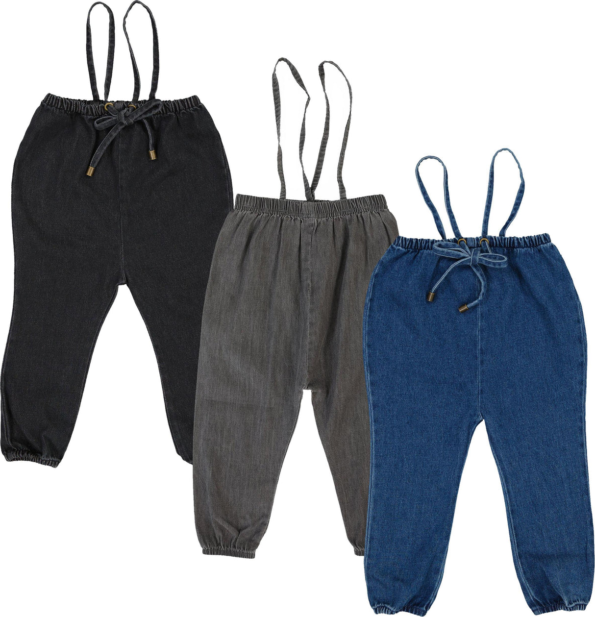 Lil Legs Basic Collection Baby Toddler Girls Denim Bow Suspender Romper - DBSR