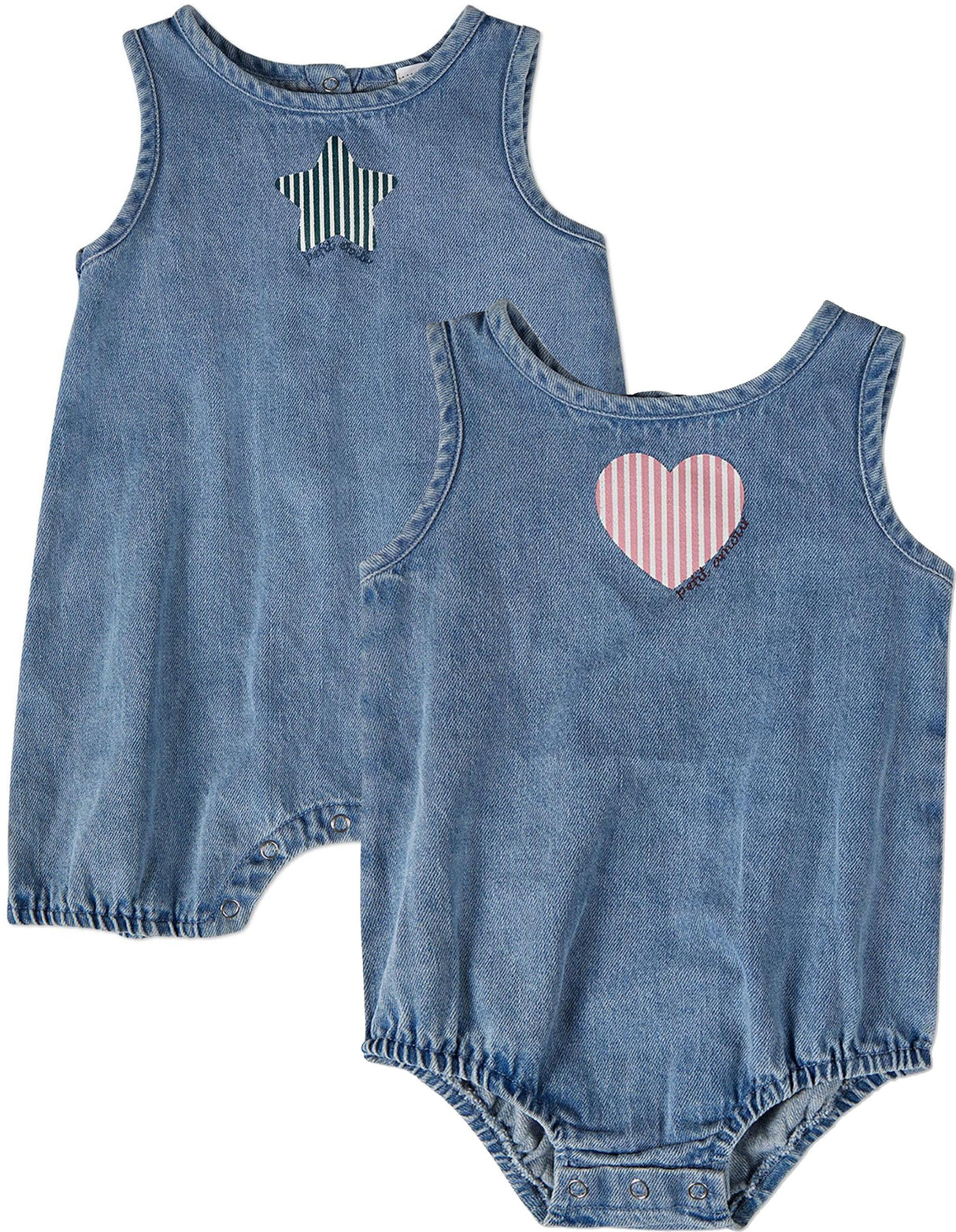 MiniMoi by Memoi Baby Boys Girls Denim Romper - IRV10130/IRV10131