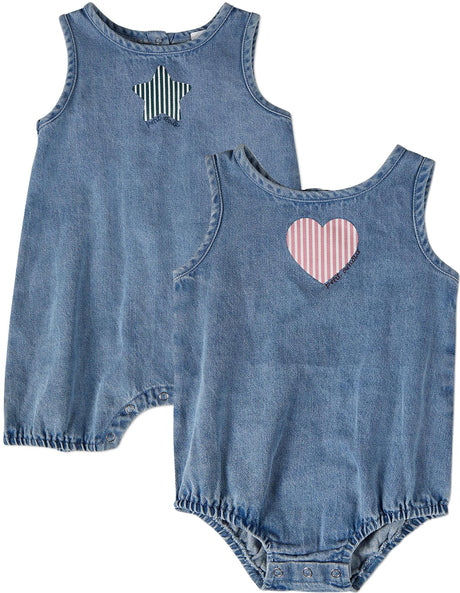 MiniMoi by Memoi Baby Boys Girls Denim Romper - IRV10130/IRV10131