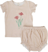 Analogie by Lil Legs Lil People Collection Baby Girls Gingham Flower Outfit Set - LPGFST