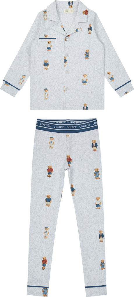 Crew Lounge Boys Girls Cotton Bear Print Grandpa Pajamas - SG3162