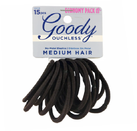 Goody Ouchless Medium Hair Ponytail Elastics 15 Pack - 16917