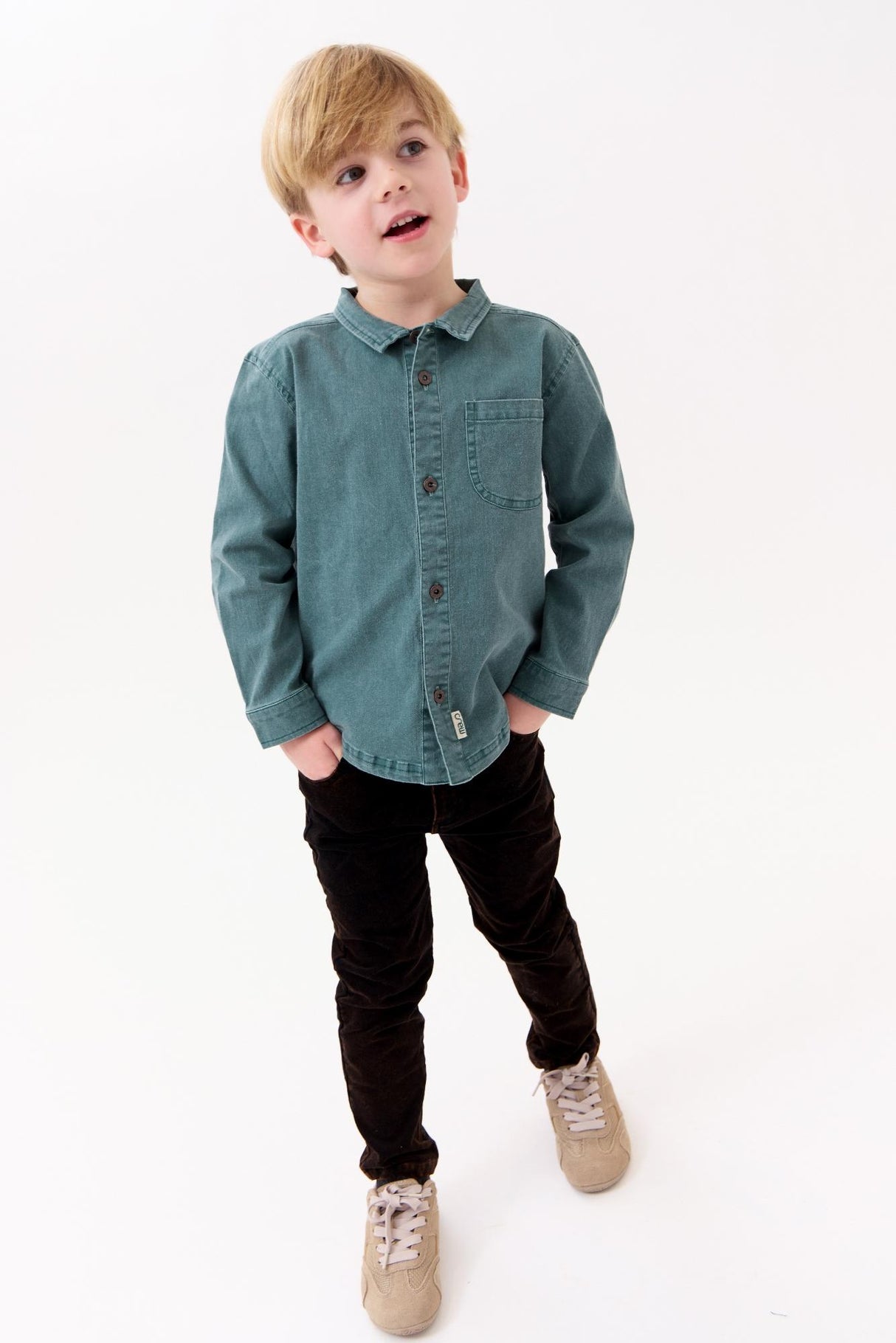 Crew Kids Boys Stonewash Long Sleeve Shirt - AL3212