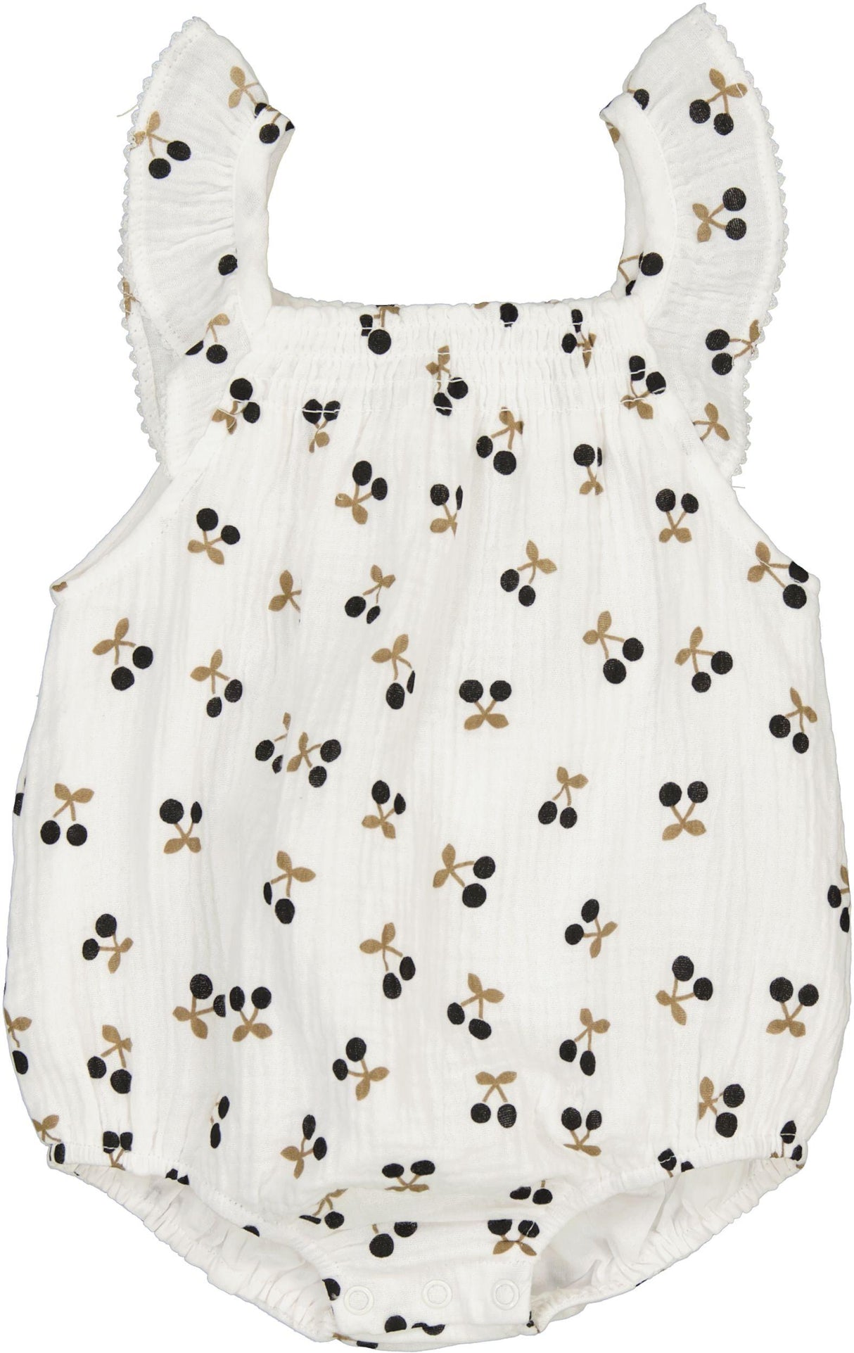 Little Fragile Baby Girls Crinkle Woven Cherry Print Bubble Romper - SB6CP7367G